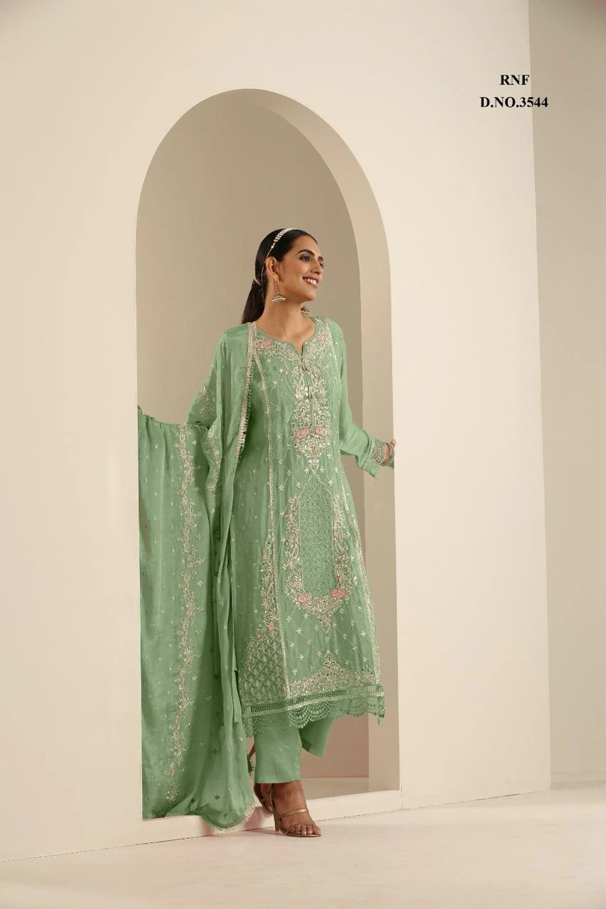 Renik Fashion Rnf 3544 Viscose Chinon Wholesale Readymade Salwar Suit Catalog — Wholesale Salwar Suits, MPA wholesale from Surat - Gallery Image 3